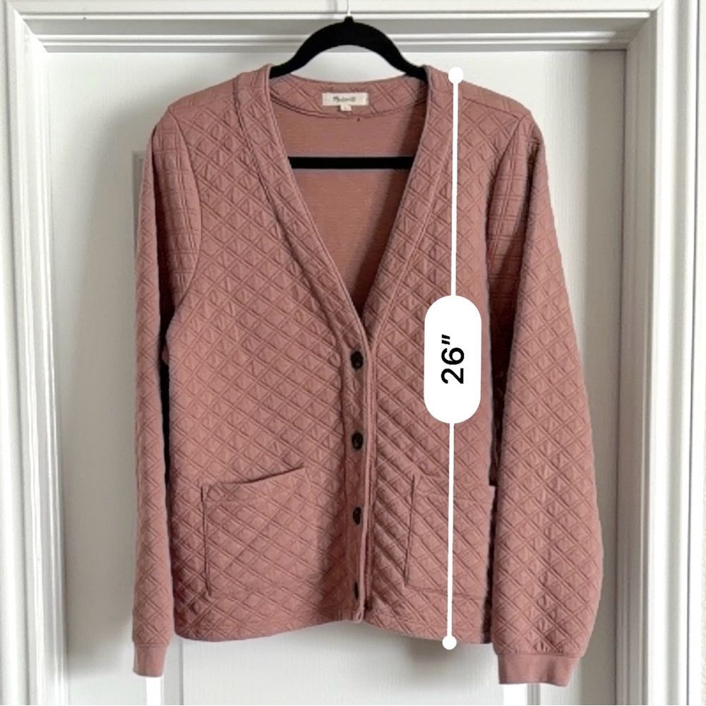Madewell (Re)sourced Quilted Crop Cardigan Sweatshirt Faded Mauve Size L - Picture 5 of 10